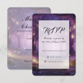 Tarjeta De Confirmación De Asistencia Boda en el Bosque Encantado de Violet a Medianoche