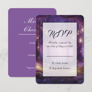Tarjeta De Confirmación De Asistencia Boda en el Bosque Encantado de Violet a Medianoche