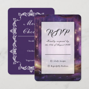 Tarjeta De Confirmación De Asistencia Boda en el Bosque Encantado de Violet a Medianoche