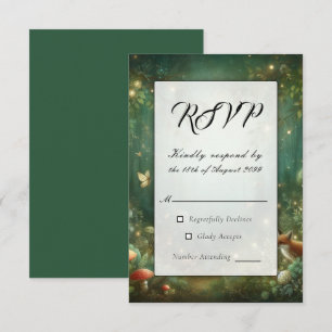Tarjeta De Confirmación De Asistencia Boda en el Encantado Bosque Verde Esmeralda