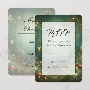 Tarjeta De Confirmación De Asistencia Boda en el Encantado Bosque Verde Esmeralda