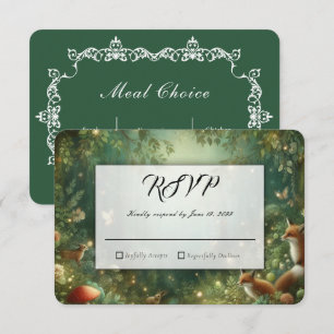 Tarjeta De Confirmación De Asistencia Boda en el Encantado Bosque Verde Esmeralda