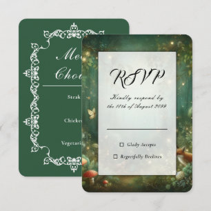 Tarjeta De Confirmación De Asistencia Boda en el Encantado Bosque Verde Esmeralda