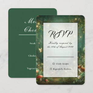 Tarjeta De Confirmación De Asistencia Boda en el Encantado Bosque Verde Esmeralda