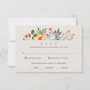Tarjeta De Confirmación De Asistencia Boda en el Jardín Botánico de Flores Silvestres