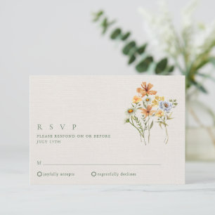 Tarjeta De Confirmación De Asistencia Boda en el Jardín Botánico de Flores Silvestres