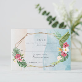 Tarjeta De Confirmación De Asistencia Boda en la Playa con Flores Tropicales