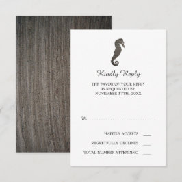 Tarjeta De Confirmación De Asistencia Boda en la playa de Clay Seahorse