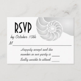Tarjeta De Confirmación De Asistencia Boda en la playa de Silver Nautilus Shell