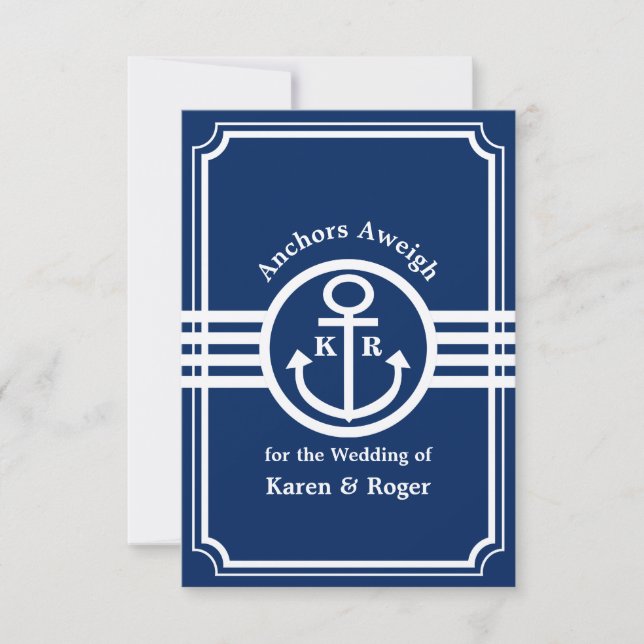Tarjeta De Confirmación De Asistencia Boda en un barco - Anchors Aweigh (Anverso)