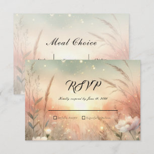 Tarjeta De Confirmación De Asistencia Boda en un campo de flores silvestres pastel etére