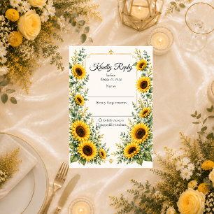 Tarjeta De Confirmación De Asistencia Boda Encanto de Girasol Radiante de Otoño