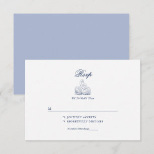 Tarjeta De Confirmación De Asistencia Boda Esbozo minimalista de Bouquet