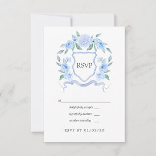 Tarjeta De Confirmación De Asistencia Boda Escudo de Monograma Floral