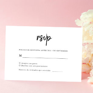 Tarjeta De Confirmación De Asistencia Boda español Minimalista simple