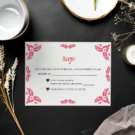 Tarjeta De Confirmación De Asistencia Boda Española Minimalista Floral Naranja Talavera