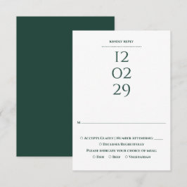 Tarjeta De Confirmación De Asistencia Boda especial de fecha simple esmeralda verde