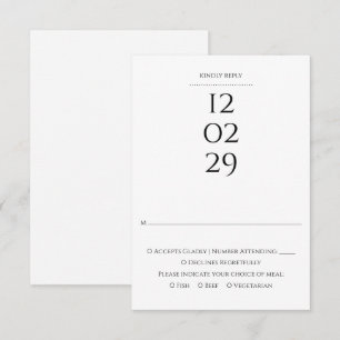 Tarjeta De Confirmación De Asistencia Boda especial simple en blanco y negro