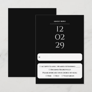 Tarjeta De Confirmación De Asistencia Boda especial simple en blanco y negro