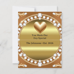 Tarjeta De Confirmación De Asistencia 💍 Boda Estilo Monograma de Corazón de Oro 🌹
