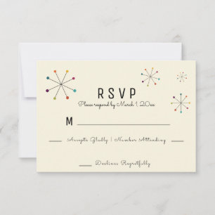 Tarjeta De Confirmación De Asistencia Boda estilo retro vintage de mediados de siglo mod
