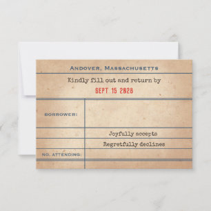 Tarjeta De Confirmación De Asistencia Boda estilo tarjeta de devolución de biblioteca an