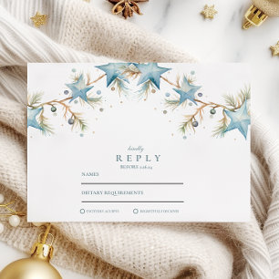 Tarjeta De Confirmación De Asistencia Boda Estrella Azul Escarcha