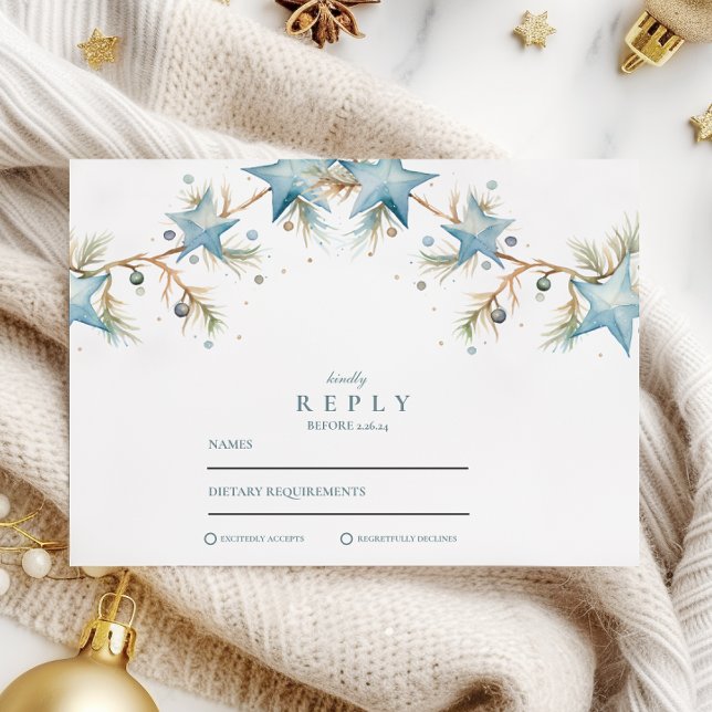 Tarjeta De Confirmación De Asistencia Boda Estrella Azul Escarcha (Subido por el creador)