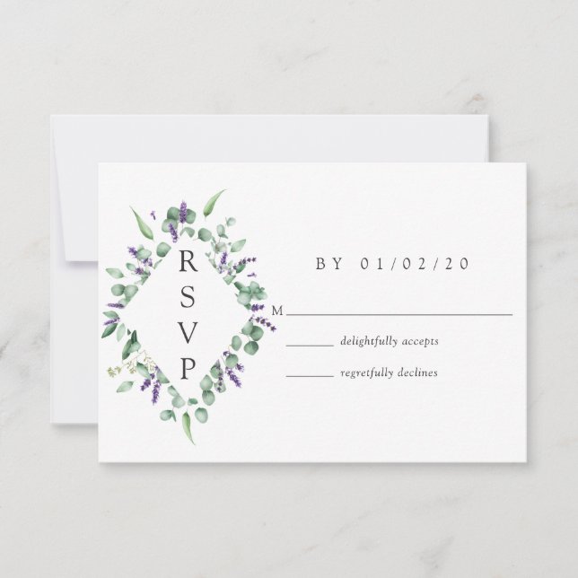 Tarjeta De Confirmación De Asistencia Boda Eucalyptus Lavender Greenery (Anverso)