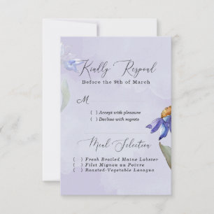 Tarjeta De Confirmación De Asistencia Boda/evento de color de agua moderno morado marrón