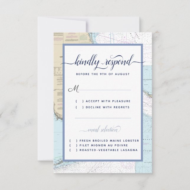 Tarjeta De Confirmación De Asistencia boda/evento semiformal #Nautical de Florida (Anverso)