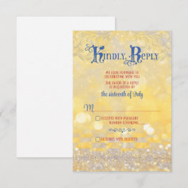 Tarjeta De Confirmación De Asistencia Boda Fairy Tale Red Rose Blue Gold