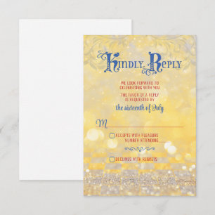Tarjeta De Confirmación De Asistencia Boda Fairy Tale Red Rose Blue Gold
