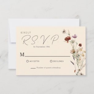 Tarjeta De Confirmación De Asistencia Boda Fall Boho Wildflower