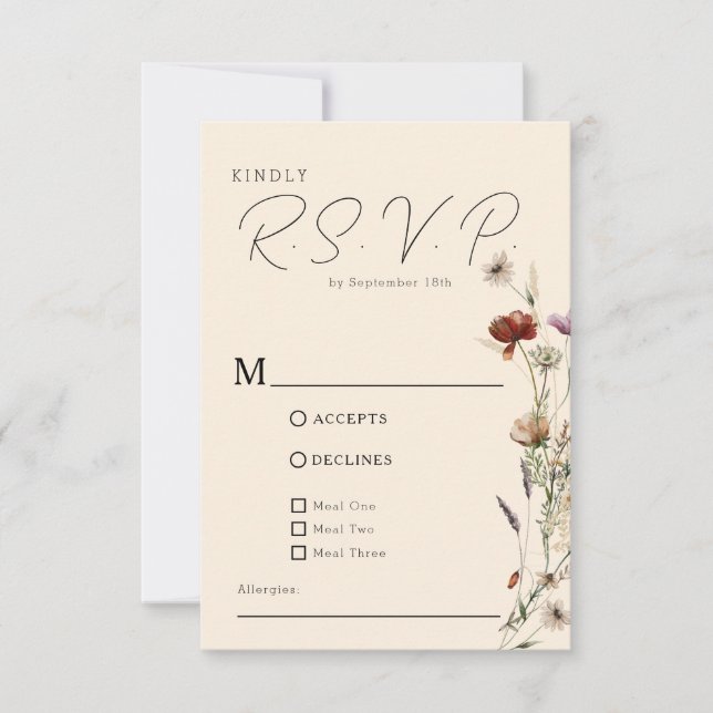 Tarjeta De Confirmación De Asistencia Boda Fall Boho Wildflower (Anverso)