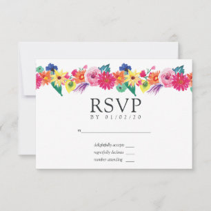 Tarjeta De Confirmación De Asistencia Boda Fiesta Floral Acuarela