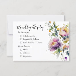 Tarjeta De Confirmación De Asistencia Boda floral acuarela