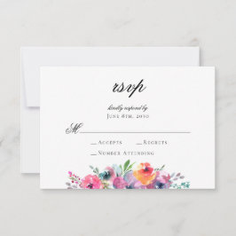 Tarjeta De Confirmación De Asistencia Boda floral acuarela con letra elegante