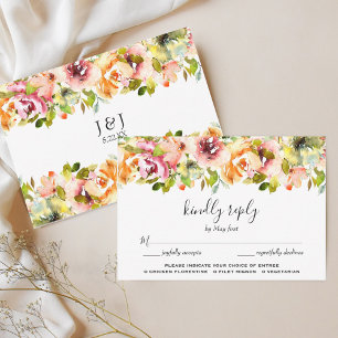 Tarjeta De Confirmación De Asistencia Boda floral acuarela de verano