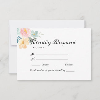 Tarjeta De Confirmación De Asistencia Boda floral acuarela de verano