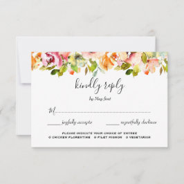 Tarjeta De Confirmación De Asistencia Boda floral acuarela de verano