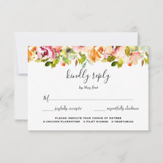 Tarjeta De Confirmación De Asistencia Boda floral acuarela de verano