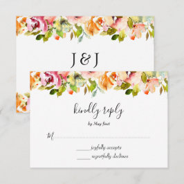 Tarjeta De Confirmación De Asistencia Boda floral acuarela de verano