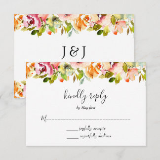 Tarjeta De Confirmación De Asistencia Boda floral acuarela de verano