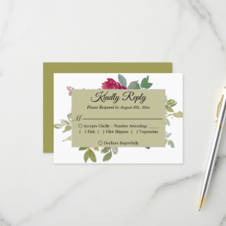 Tarjeta De Confirmación De Asistencia Boda floral acuarela de verano