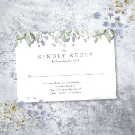 Tarjeta De Confirmación De Asistencia Boda Floral Acuarela Verde Salvia Lila