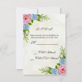 Tarjeta De Confirmación De Asistencia Boda floral acuático R.S.V.P.