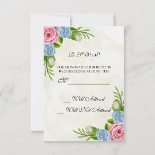 Tarjeta De Confirmación De Asistencia Boda floral acuático R.S.V.P.