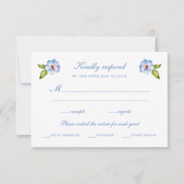 Tarjeta De Confirmación De Asistencia Boda Floral Azul