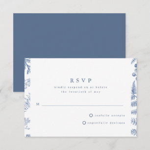 Tarjeta De Confirmación De Asistencia Boda floral azul blanco